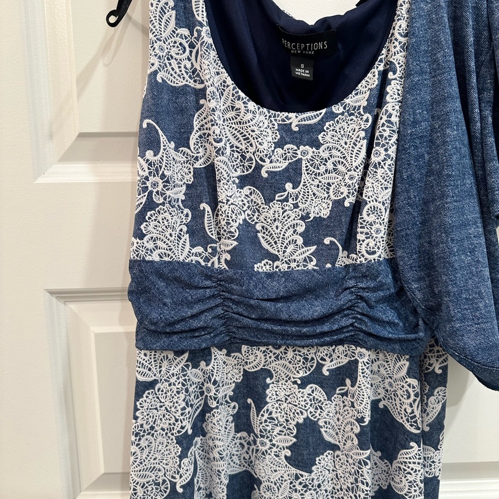 Navy and White Dress with Cardigan small - Picture 6 of 6
